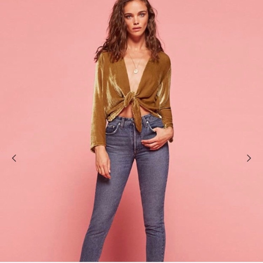 Reformation Fez Velvet Tie Top